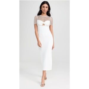 Self Portrait Women's White Crepe Diamante Midi Dress